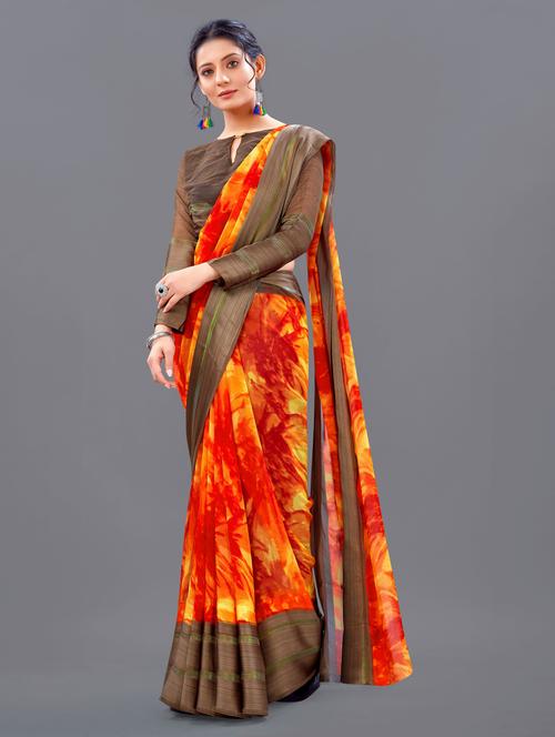 multi colored printed saree with blouse - 20286204 - Very Small Image - 1