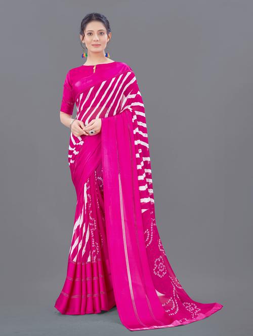magenta colored printed saree with blouse - 20286300 - Very Small Image - 1