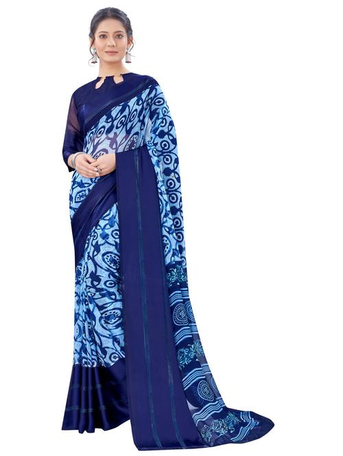 navy blue colored printed saree - 20286305 - Very Small Image - 1