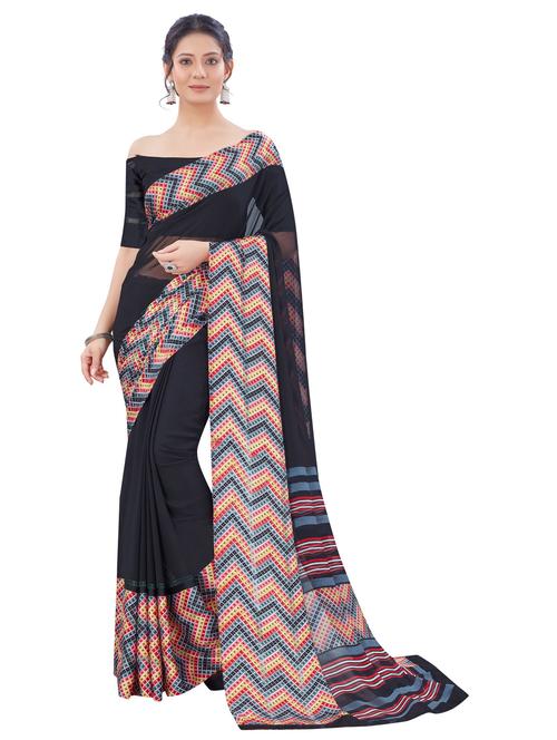 multi colored bordered saree with blouse - 20286306 - Very Small Image - 1