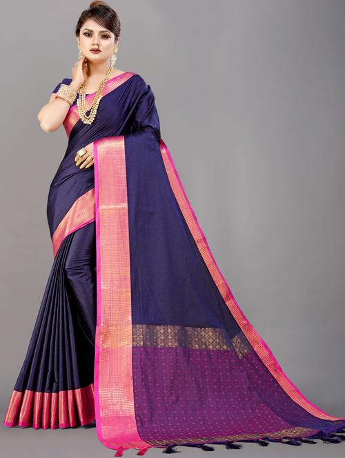multi colored bordered saree with blouse - 20286405 - Very Small Image - 1