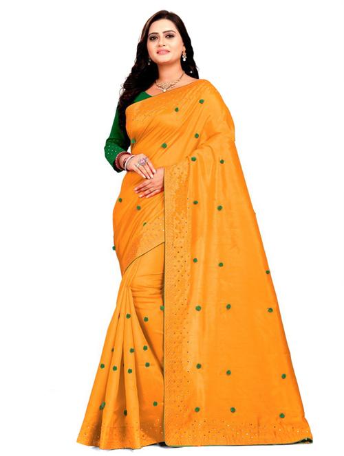 orange colored embellished saree with blouse - 20286471 - Very Small Image - 1