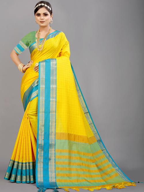 yellow colored southern silk saree - 20286613 - Very Small Image - 1