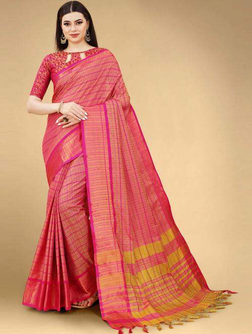 pink colored southern silk saree - 20286798 - Very Small Image - 1