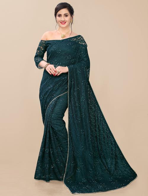 sea green colored embellished saree - 20286821 - Very Small Image - 1