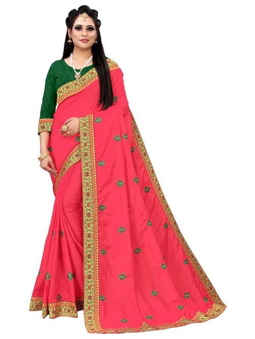 red colored embroidered saree with blouse - 20286885 - Very Small Image - 1
