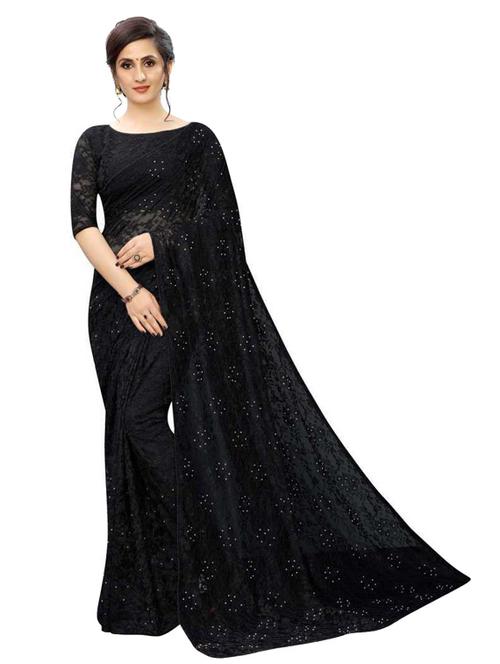 black colored embellished saree - 20287094 - Very Small Image - 1