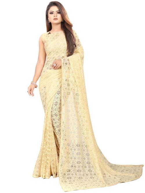 cream colored embellished saree with blouse - 20287099 - Very Small Image - 1