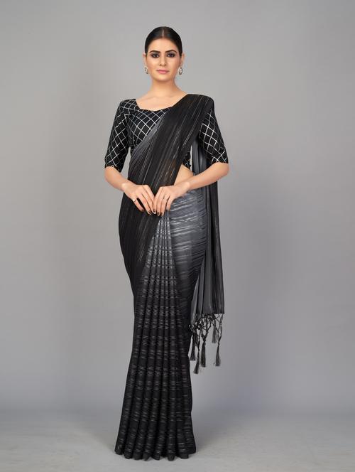 black colored printed saree - 20287176 - Very Small Image - 1