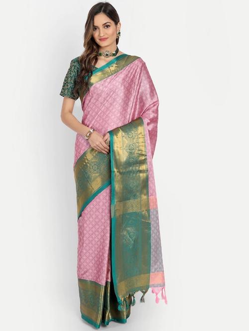 pink colored kanjivaram saree with blouse - 20287198 - Very Small Image - 1