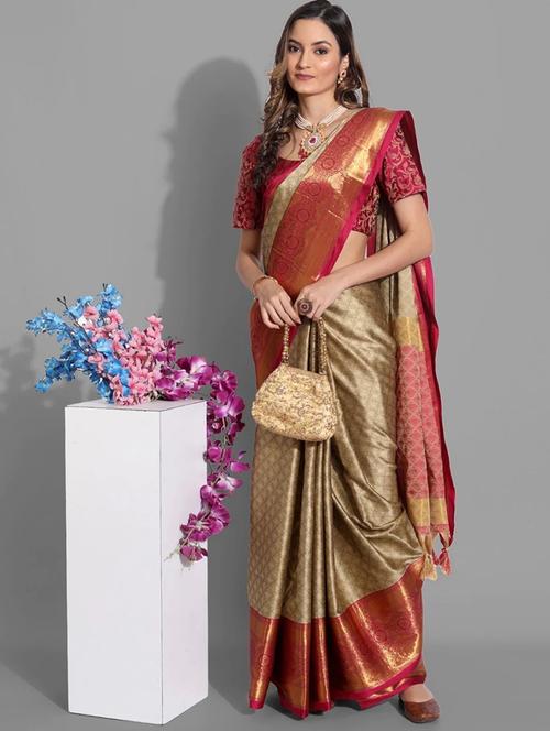 jacquard work kanjivaram saree with blouse - 20287202 - Very Small Image - 1