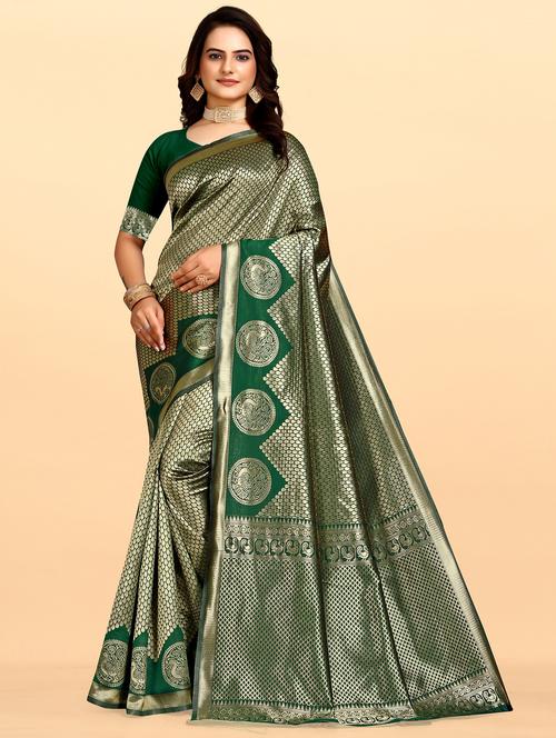 jacquard work banarasi saree with blouse - 20287683 - Very Small Image - 1