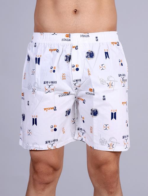 men white printed cotton shorts - 20287701 - Very Small Image - 1