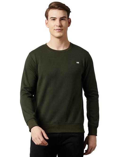 olive solid regular sweatshirt - 20288013 - Very Small Image - 1