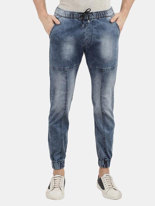 men blue denim joggers pant - 20288844 - Very Small Image - 1