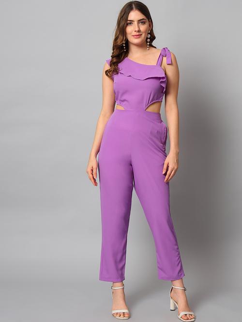 purple solid full leg jumpsuit - 20289309 - Very Small Image - 1