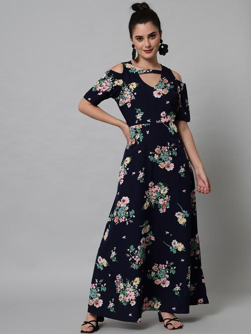 dark blue floral maxi dress - 20289391 - Very Small Image - 1