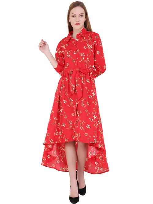 red floral high low dress - 20289411 - Very Small Image - 1