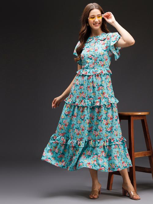 light blue floral tiered dress - 20289425 - Very Small Image - 1