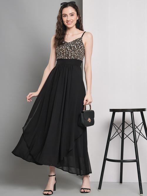 black animal print maxi dress - 20289473 - Very Small Image - 1