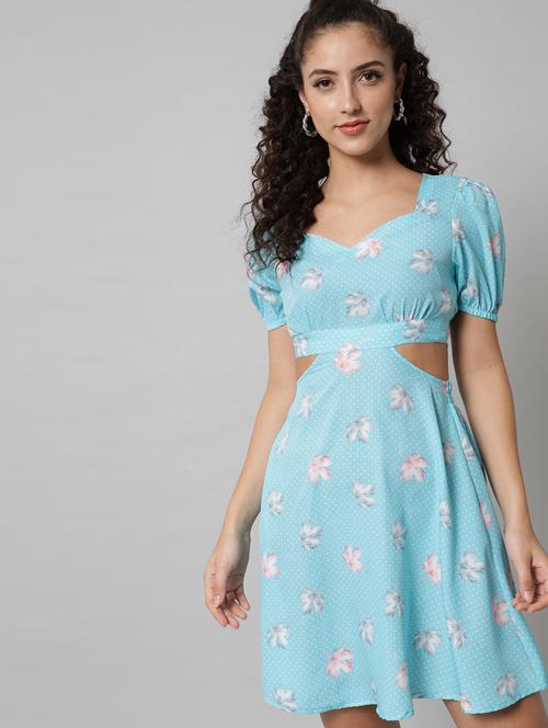 light blue floral skater dress - 20289487 - Very Small Image - 1