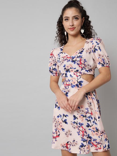 beige floral skater dress - 20289489 - Very Small Image - 1