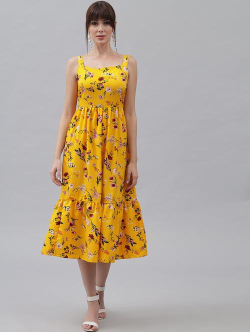 yellow floral tiered dress - 20289503 - Very Small Image - 1