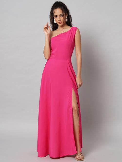 pink solid high slit dress - 20289523 - Very Small Image - 1