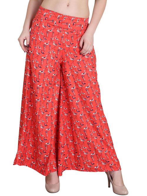 orange printed flared palazzo - 20289633 - Very Small Image - 1