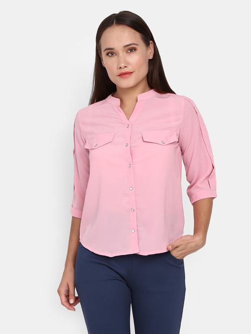 pink solid boxy shirt - 20291081 - Very Small Image - 1