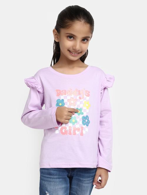 girls purple floral regular tee - 20291222 - Very Small Image - 1