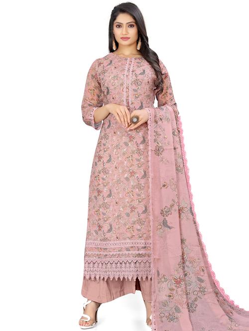 women pink unstitched a-line suits - 20291269 - Very Small Image - 1