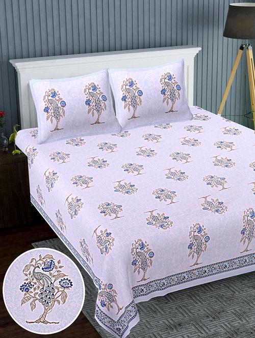 texstylers cotton percale fabric jaipuri print 120 x 120 inches floral bedsheet with 2 pillow covers - 20291429 - Very Small Image - 1