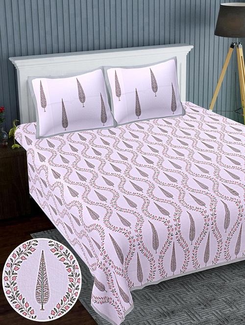 texstylers cotton percale fabric jaipuri print 120 x 120 inches floral bedsheet with 2 pillow covers - 20291432 - Very Small Image - 1