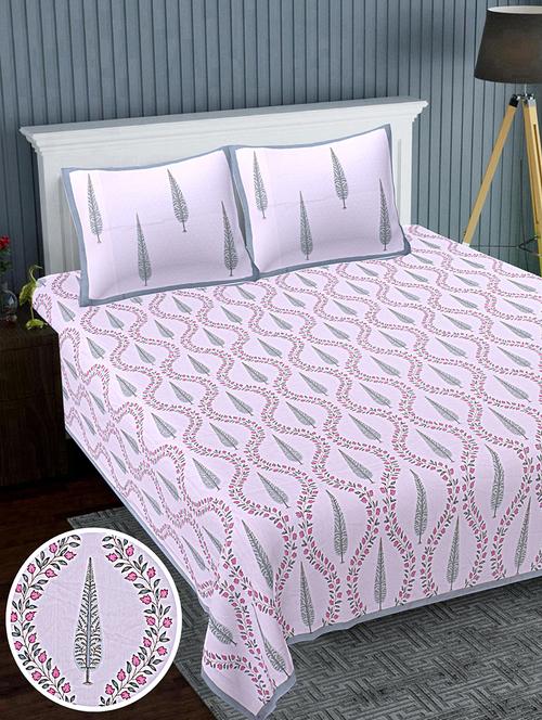 texstylers cotton percale fabric jaipuri print 120 x 120 inches floral bedsheet with 2 pillow covers - 20291433 - Very Small Image - 1
