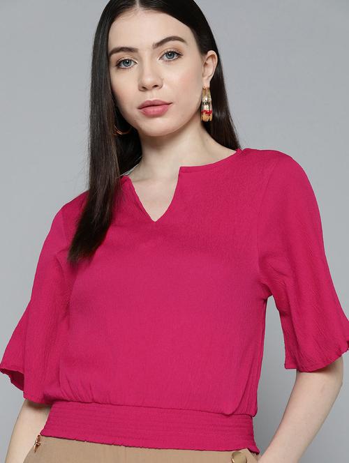 women's crop notch neck top - 20291447 - Very Small Image - 1