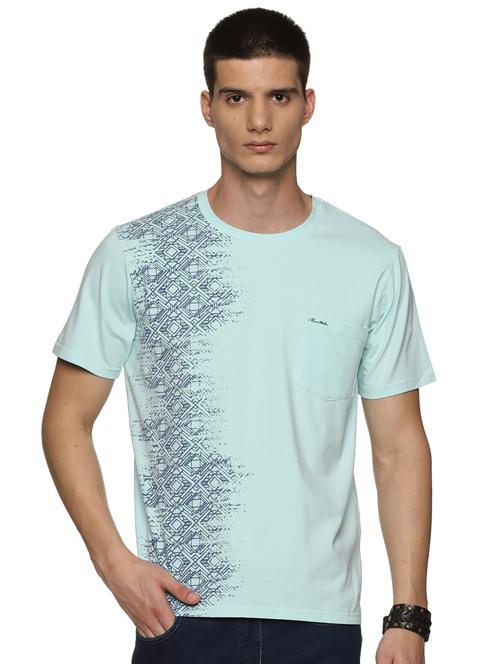 sea green cotton front print t-shirt - 20291790 - Very Small Image - 1