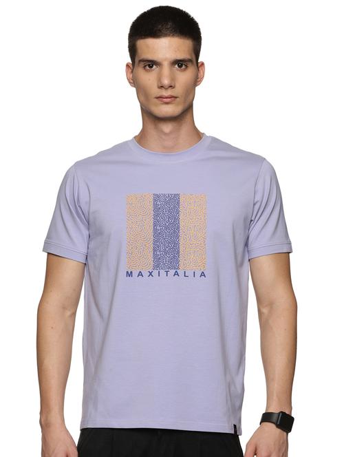 purple cotton chest print t-shirt - 20291792 - Very Small Image - 1