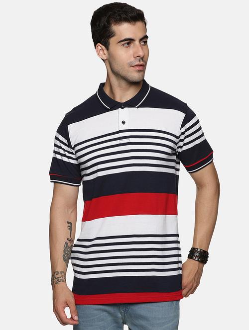 stripes print cotton polo t-shirt - 20292323 - Very Small Image - 1