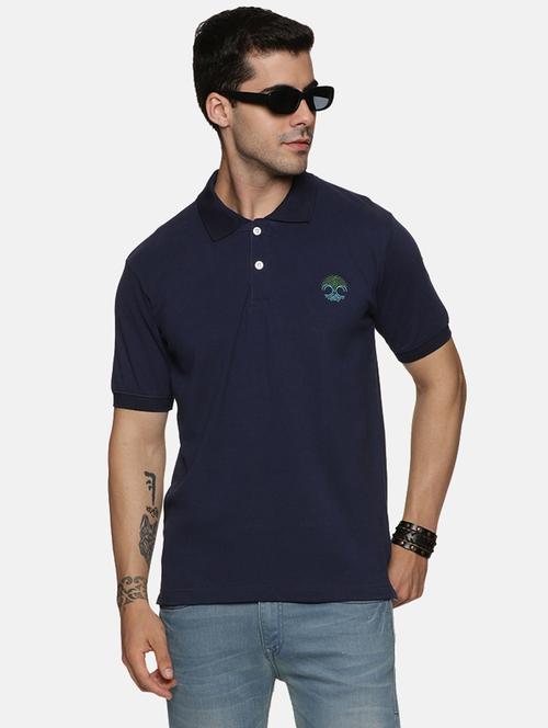 navy blue cotton polo t-shirt - 20292332 - Very Small Image - 1