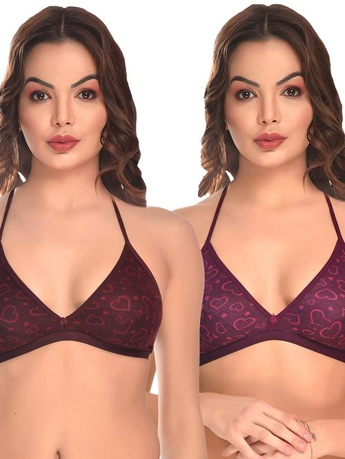 pack of 2 quirky print halter neck push up bra - 20292409 - Very Small Image - 1