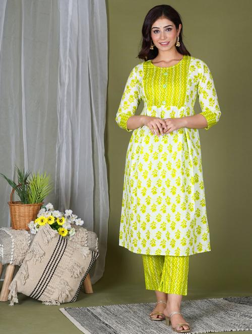 lime colored kurta pant set - 20292817 - Very Small Image - 1