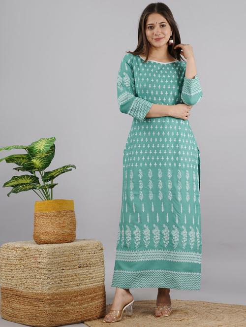 ai aqua colored straight kurta - 20292849 - Very Small Image - 1