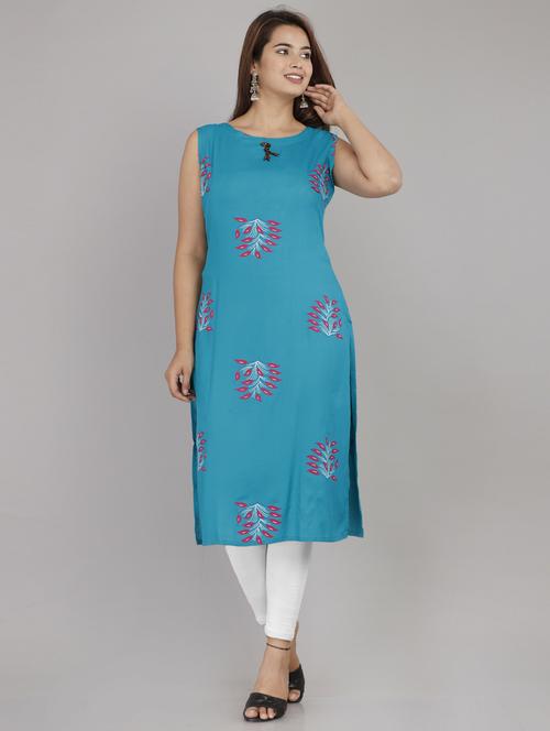 blue colored straight kurta - 20292875 - Very Small Image - 1