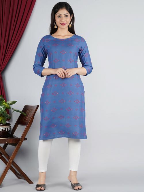 blue colored straight kurta - 20292883 - Very Small Image - 1
