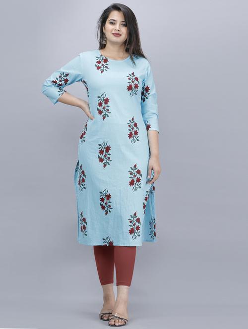 light blue colored straight kurta - 20292911 - Very Small Image - 1