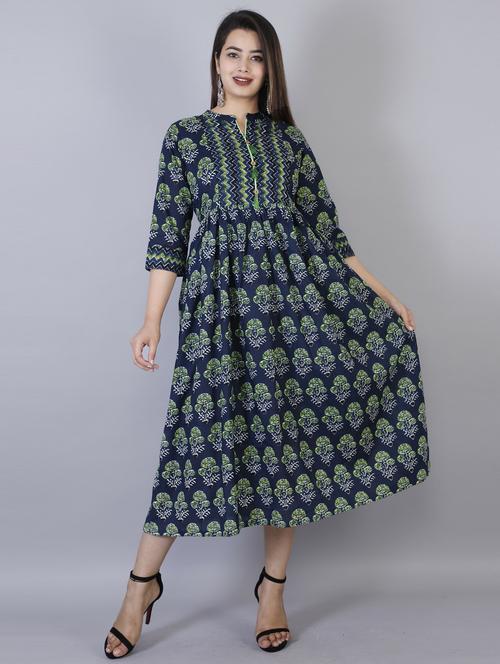 blue colored a-line kurta - 20292918 - Very Small Image - 1
