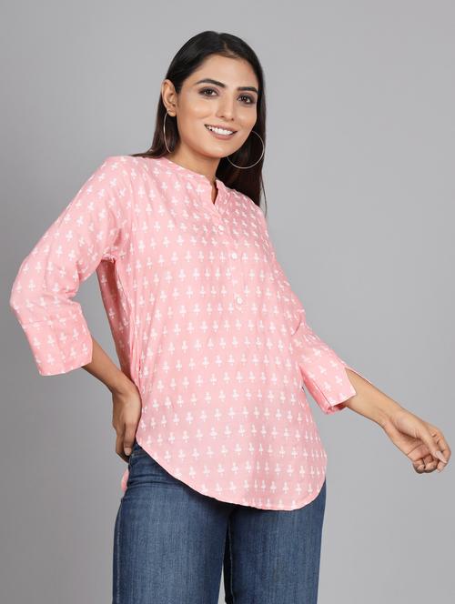 pink printed asymmetric tunic - 20292963 - Very Small Image - 1