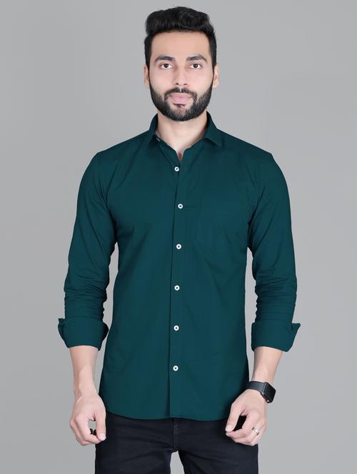 men solid long sleeves casual shirt - 20293002 - Very Small Image - 1