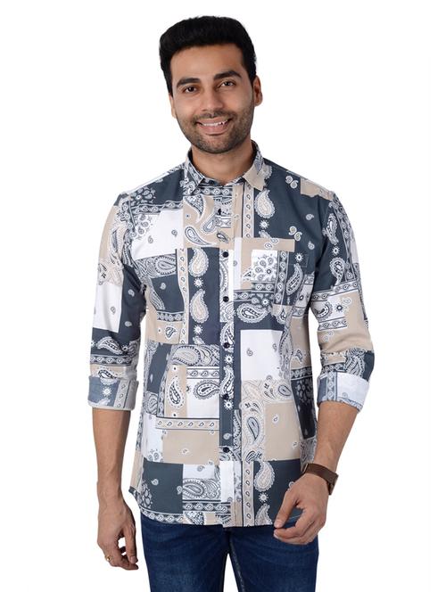 men multi colored paisley print cotton full sleeve casual shirt - 20293022 - Very Small Image - 1